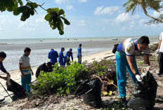 PLN Babel Bersih-bersih Sampah di Pantai Karang Emas Air Anyir